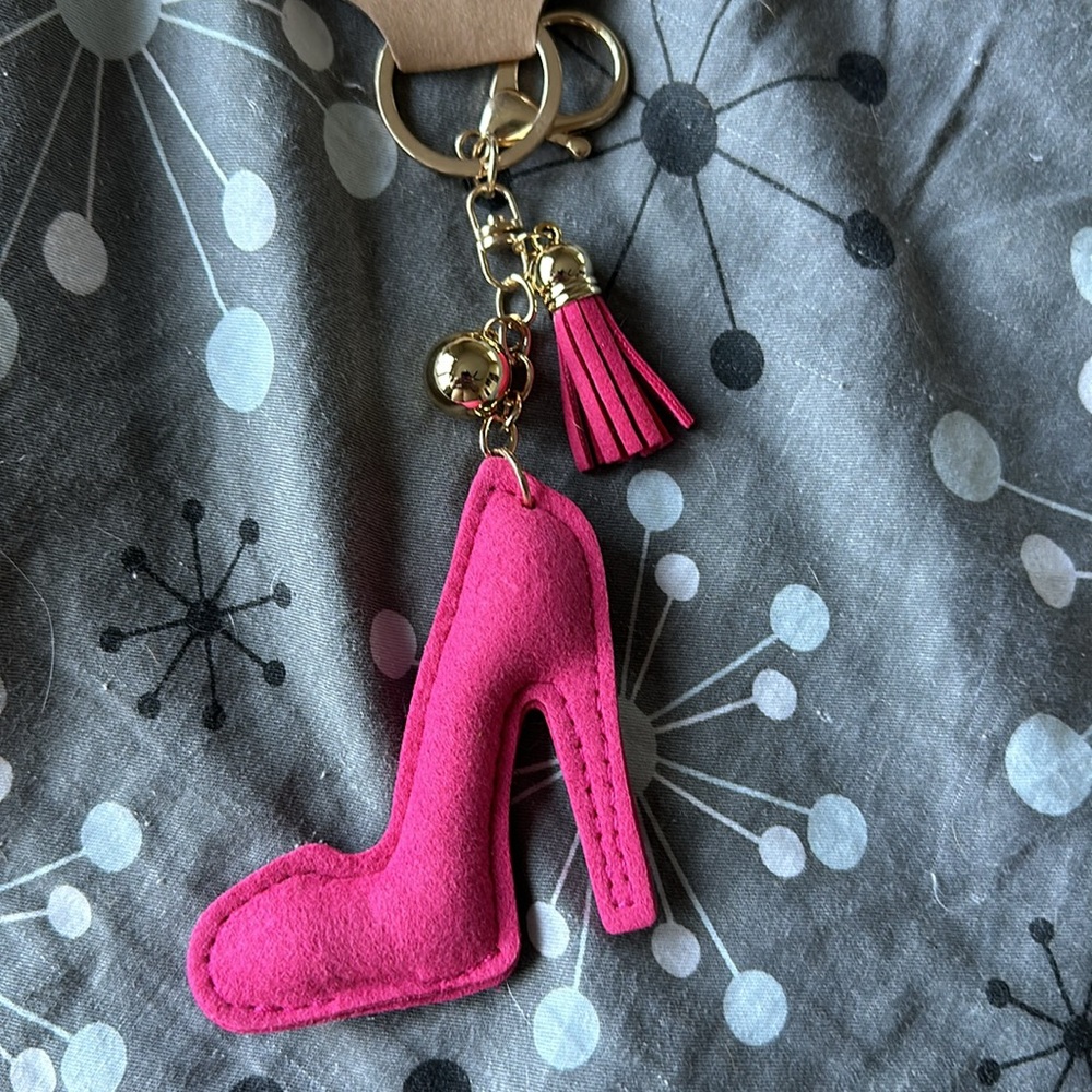 NWT rhinestone puffy pink heels keychain purse charm crystal - Picture 4 of 4